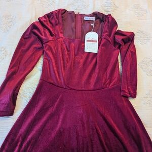 Burgundy Long Sleeve Dress